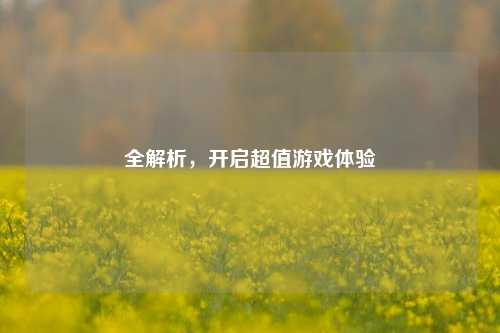 全解析,开启超值游戏体验