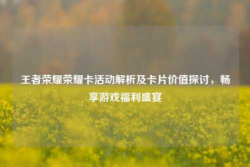 王者荣耀荣耀卡活动解析及卡片价值探讨，畅享游戏福利盛宴