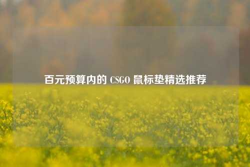 百元预算内的 CSGO 鼠标垫精选推荐