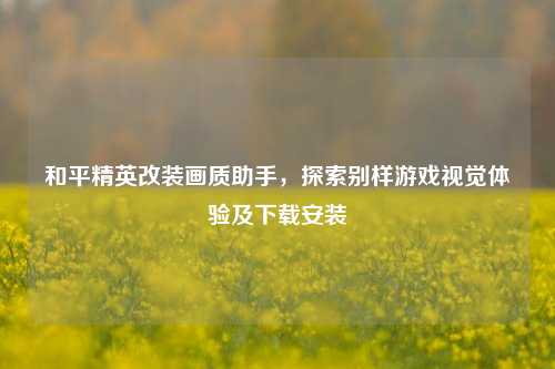 和平精英改装画质助手，探索别样游戏视觉体验及下载安装