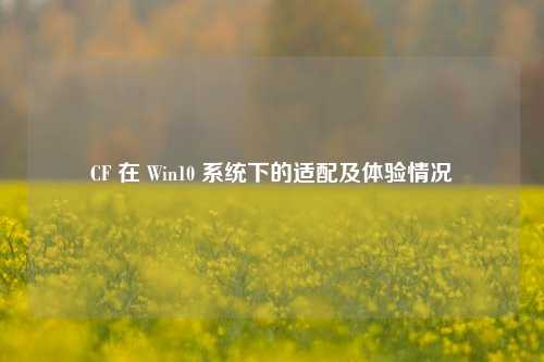 CF 在 Win10 系统下的适配及体验情况