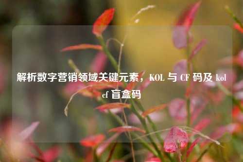 解析数字营销领域关键元素,KOL 与 CF 码及 kolcf 盲盒码