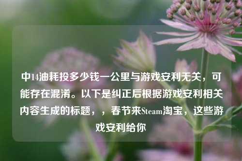 中14油耗投多少钱一公里与游戏安利无关，可能存在混淆。以下是纠正后根据游戏安利相关内容生成的标题，，春节来Steam淘宝，这些游戏安利给你