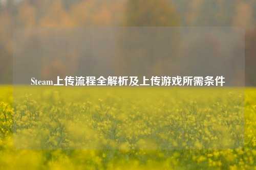 Steam上传流程全解析及上传游戏所需条件