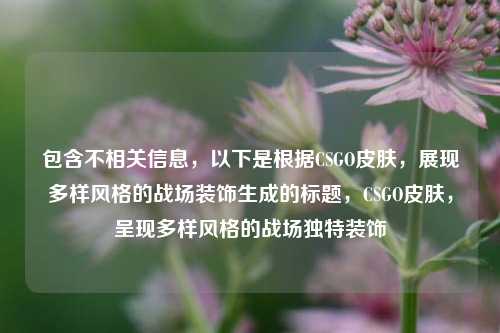 包含不相关信息，以下是根据CSGO皮肤，展现多样风格的战场装饰生成的标题，CSGO皮肤，呈现多样风格的战场独特装饰