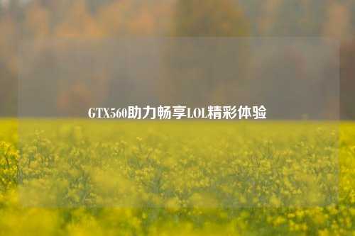 GTX560助力畅享LOL精彩体验