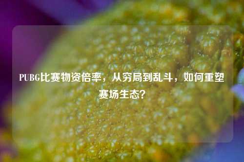PUBG比赛物资倍率，从穷局到乱斗，如何重塑赛场生态？